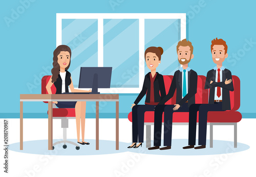 resources human office company scene with businesspeople vector illustration