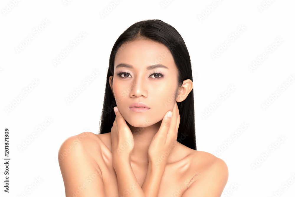 Young Asian woman with beautiful face and clear skin face close up studio Young Asian woman with beautiful face and clear skin face close up studio