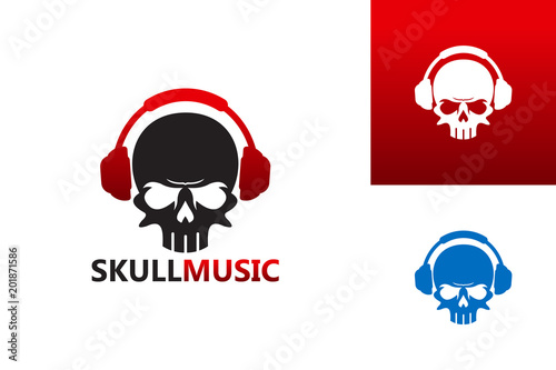 Skull Music Logo Template Design Vector, Emblem, Design Concept, Creative Symbol, Icon