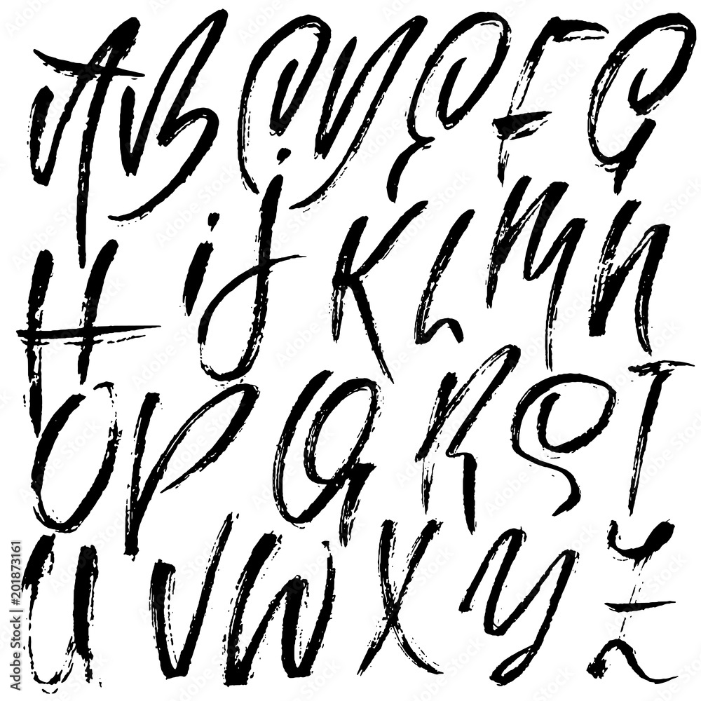 Handdrawn dry brush font. Modern brush lettering. Grunge style alphabet. Vector illustration. Handdrawn dry brush font. Modern brush lettering. Grunge style alphabet. Vector illustration.