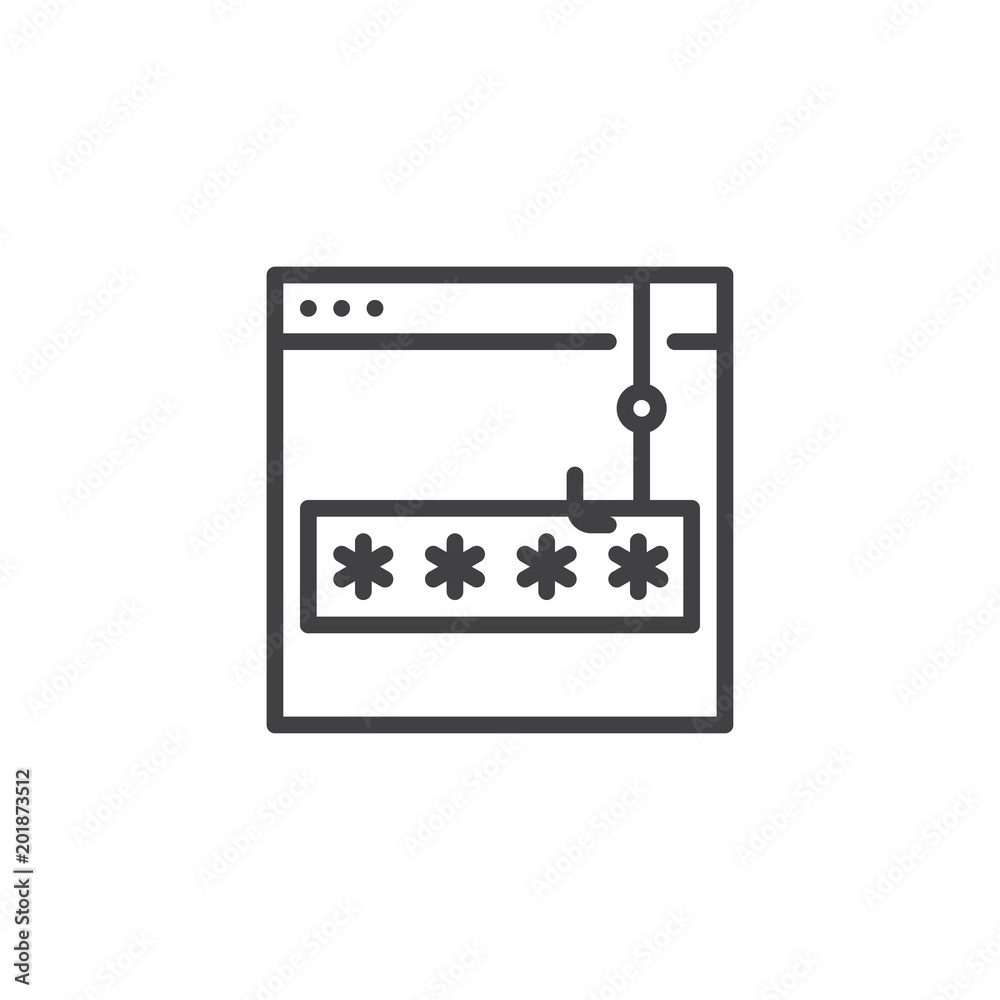 Account password and phishing outline icon. linear style sign for mobile concept and web design. Password phishing simple line vector icon. Symbol, logo illustration. Pixel perfect vector graphics Account password and phishing outline icon. linear style sign for mobile concept and web design. Password phishing simple line vector icon. Symbol, logo illustration. Pixel perfect vector graphics