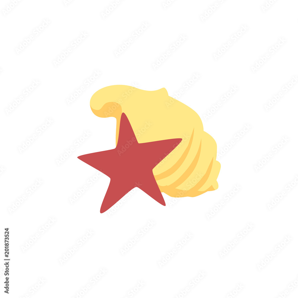 Shell and starfish - sea and ocean wildlife underwater animal sea star and shellfish simple silhouette isolated on white background. Marine and beach elements, cartoon vector illustration. Shell and starfish - sea and ocean wildlife underwater animal sea star and shellfish simple silhouette isolated on white background. Marine and beach elements, cartoon vector illustration.