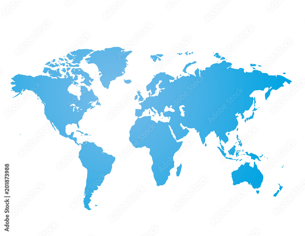 Blue similar world map blank for infographic isolated on white background. Vector illustration