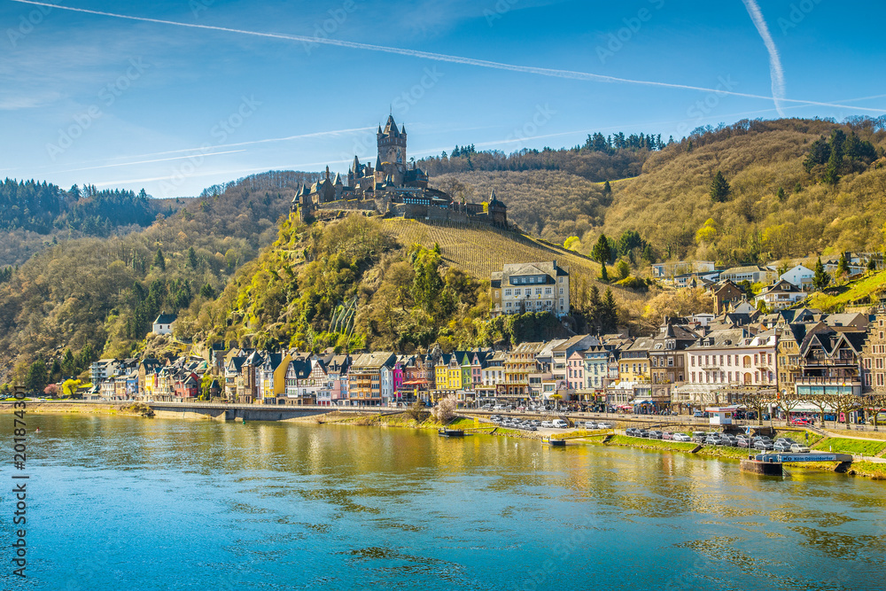 Historic town of Cochem with Moselle river, Rheinland-Pfalz, Germany
