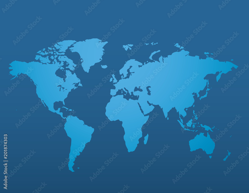 Blue similar world map blank on dark background for infographic. Vector illustration