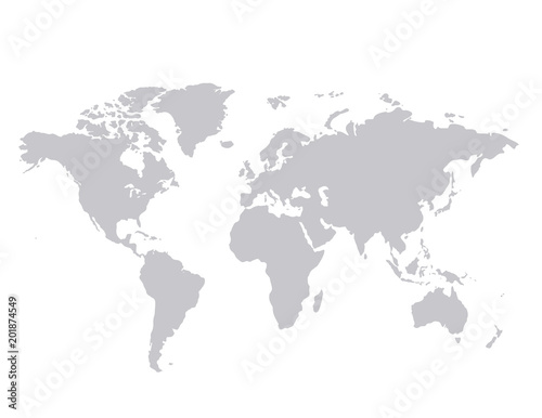 Gray similar world map blank for infographic isolated on white background. Vector illustration