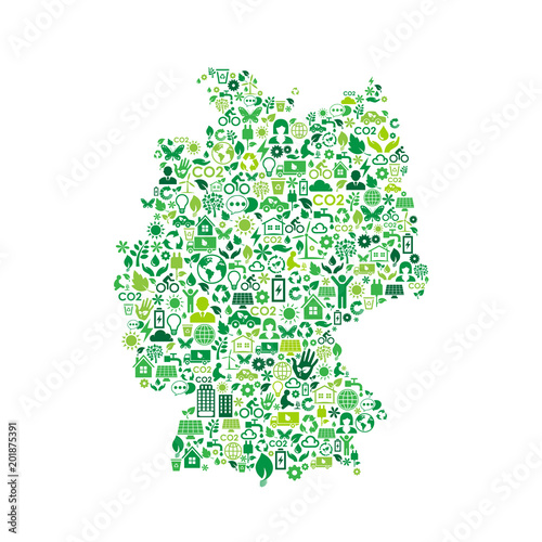 Germany map environmental protection green concept icons