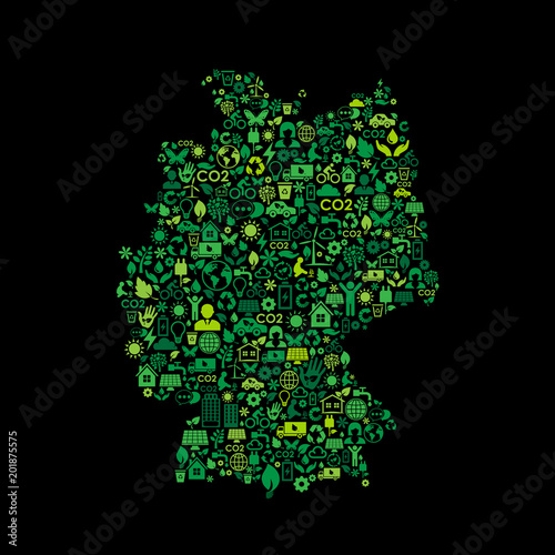 Germany map environmental protection green concept icons