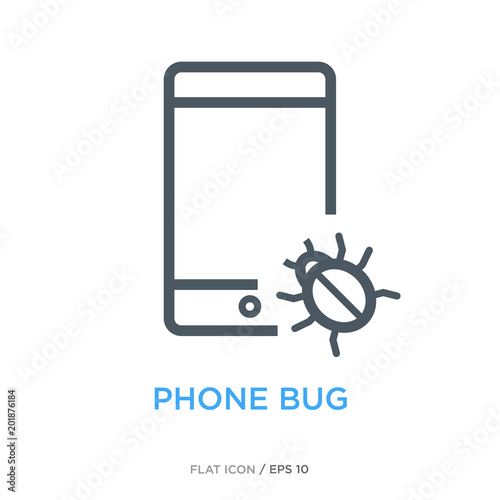 Phone bug line flat icon