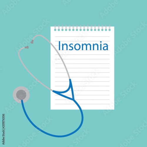 Insomnia disease written in notebook- vector illustration
