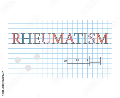 rheumatism word on checkered paper sheet- vector illustration