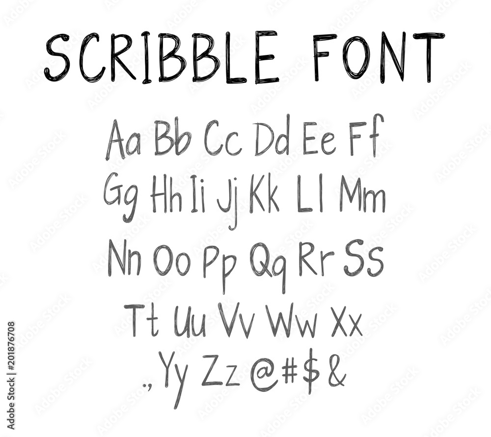 Scribble font template, VECTOR script.