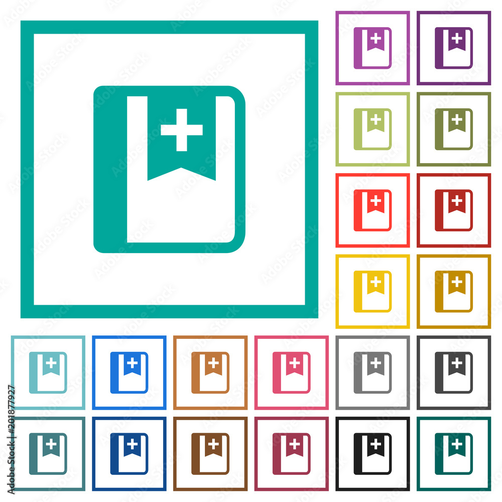 Bookmark flat color icons with quadrant frames Bookmark flat color icons with quadrant frames