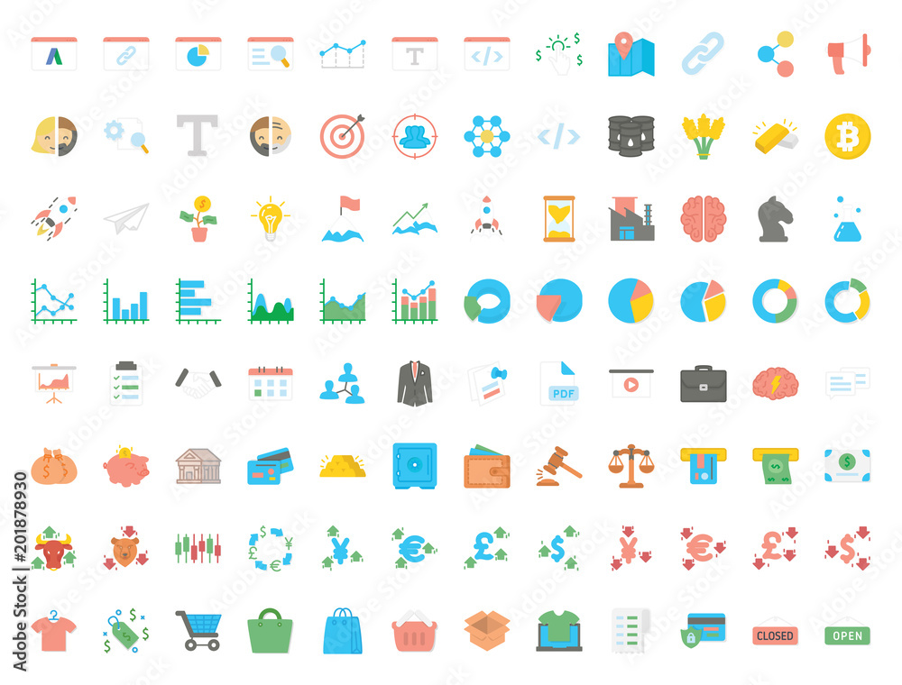 Business flat icon vector pack Business flat icon vector pack