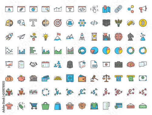 Business colored icon vector pack