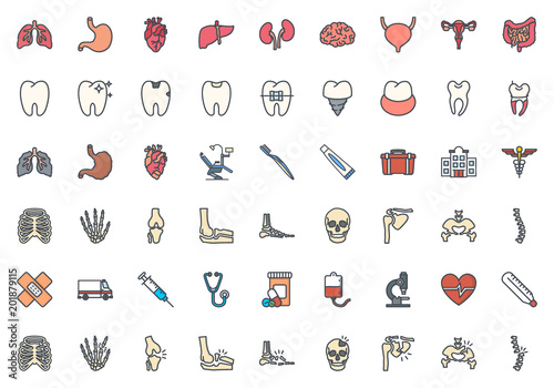 Medicine colored icon vector pack