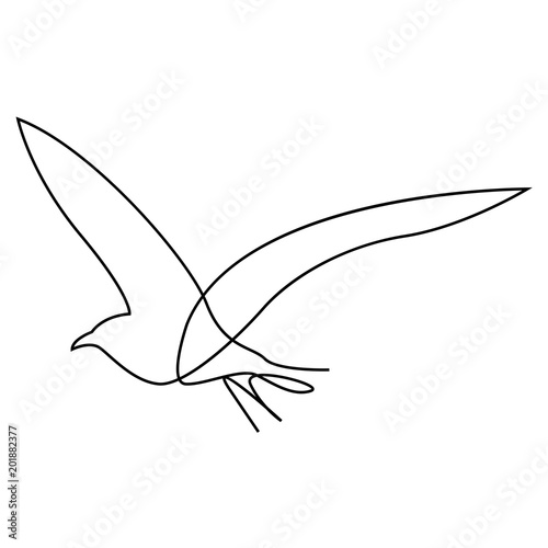 One line bird design silhouette. Hand drawn minimalism style vector illustration