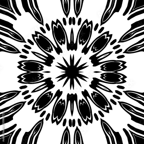 Abstract decorative ornamental mandal in a black and white colors © astronira