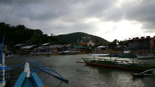 Stilt houses in port of Taytay, Philippines photo