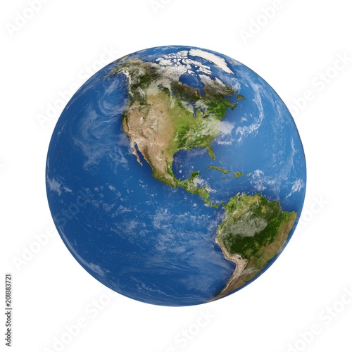 3D Rendering Planet Earth isolated on white