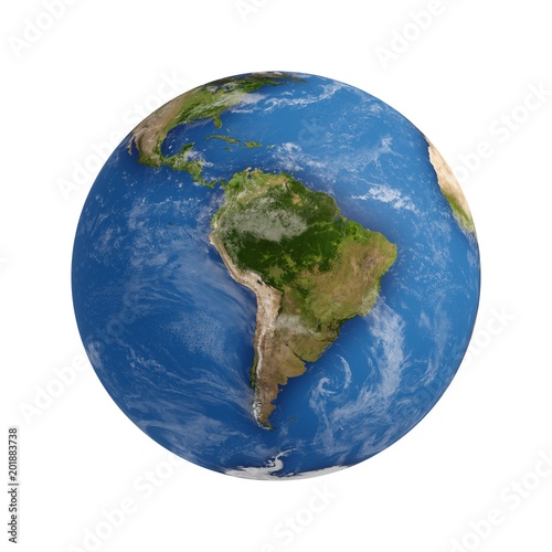 3D Rendering Planet Earth isolated on white