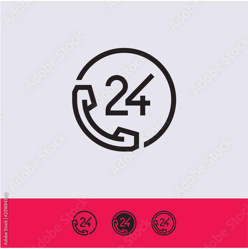 24 hour service icon, twenty four hour icon, 24h support icon