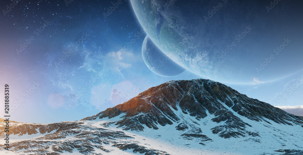 Fototapeta premium Exoplanets in space 3D rendering elements of this image furnished by NASA