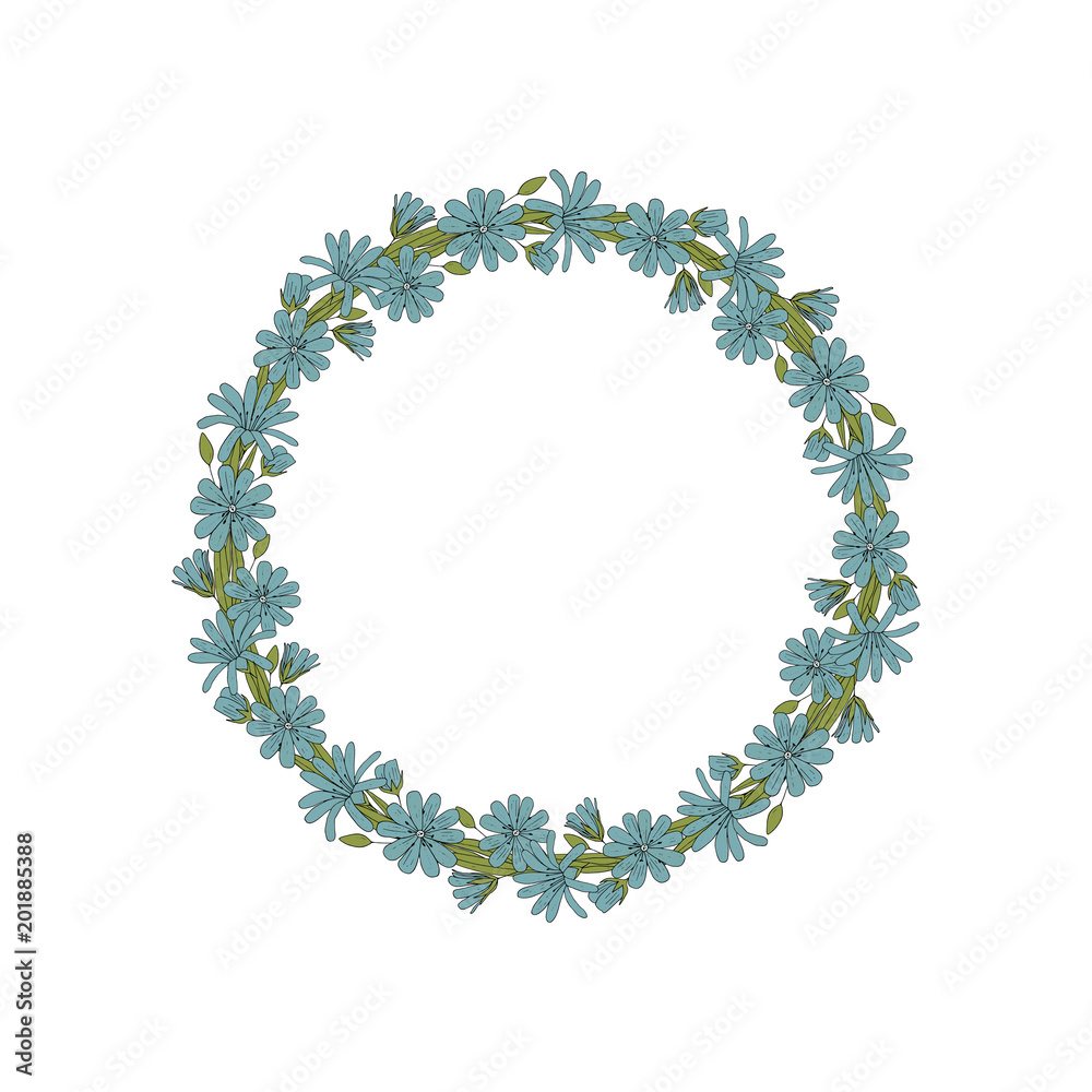 Vector flower wreath. Floral frame for cards design.