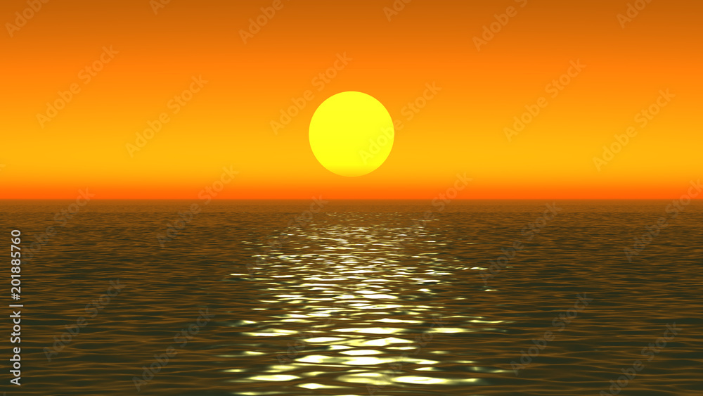 gold sunset in ocean