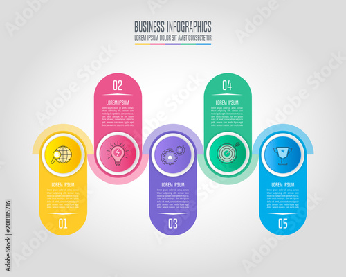 infographic design business concept with 5 options, parts or processes.