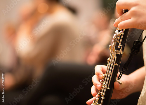 Canvas Print Oboe player performing in a symphony orchestra