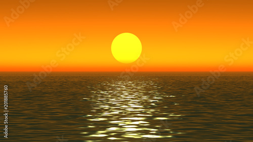 Fototapeta Naklejka Na Ścianę i Meble -  gold sunset in ocean