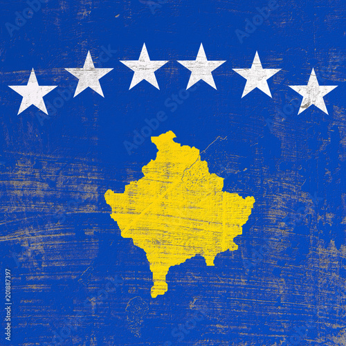 scratched Kosovo flag