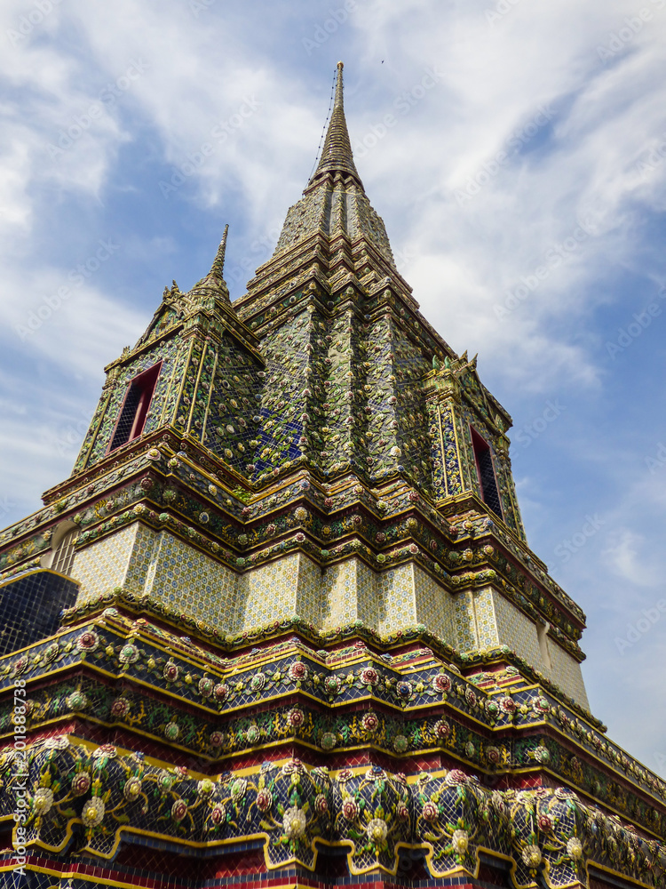 Large colorful stupa in the Phra Maha Chedi Si Ratchakan area of Wat Pho (Buddhist temple) in Bangkok, Thailand Large colorful stupa in the Phra Maha Chedi Si Ratchakan area of Wat Pho (Buddhist temple) in Bangkok, Thailand