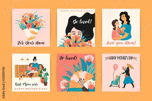 Happy Mothers Day. Vector templates.