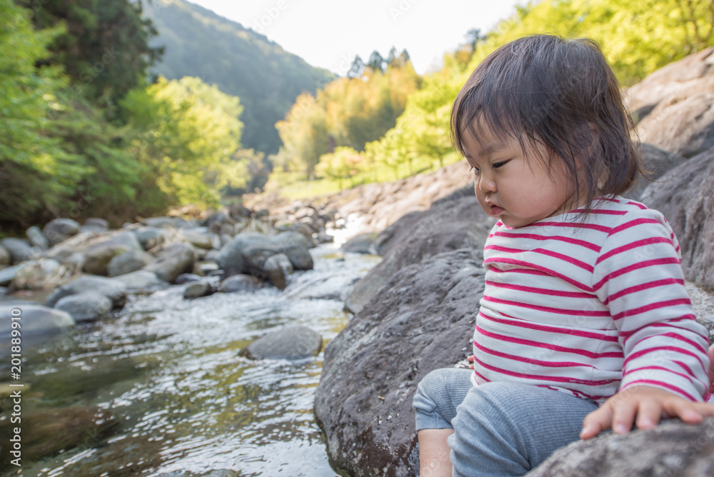 ・川・水遊び・赤ちゃん ・川・水遊び・赤ちゃん