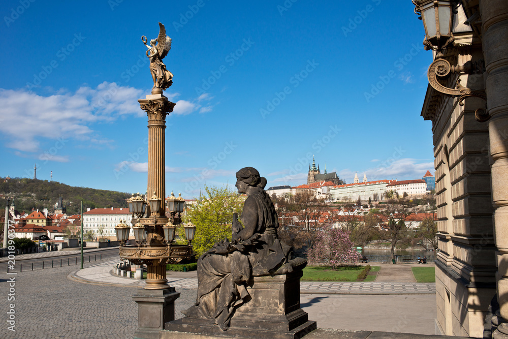 Fototapeta premium Panorama of Prague castle from Rudolfinum palace