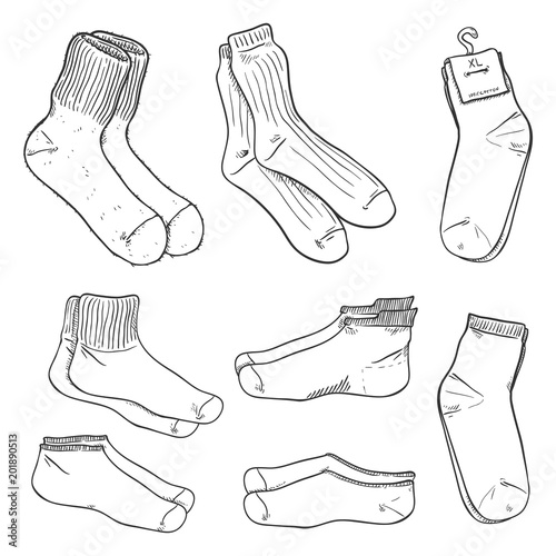 Vector Sketch Set of Different Socks