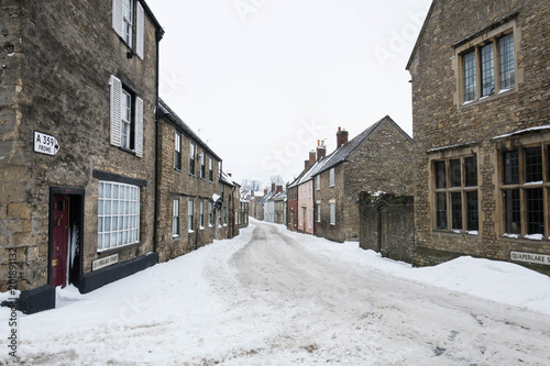 Winter Snow Scene English Village, street © Stephen