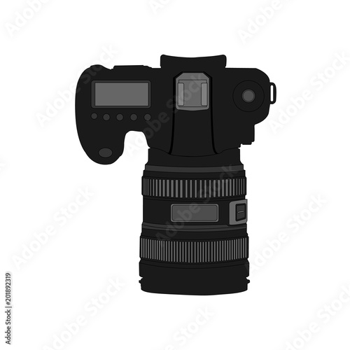 Camera dslr top view icon, illustration, vector sign on isolated on white background.