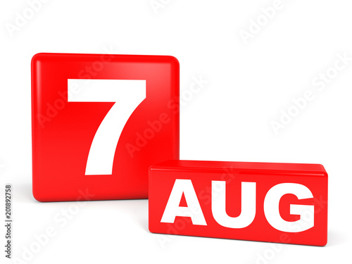 August 7. Calendar on white background.
