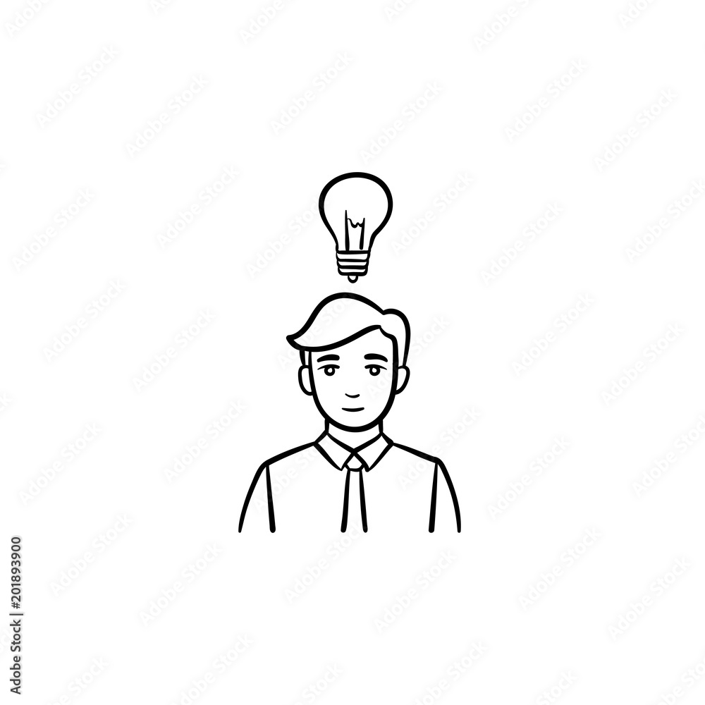 Young leader hand drawn outline doodle vector icon. A leader with a smart idea sketch illustration for print, web, mobile and infographics isolated on white background. Young leader hand drawn outline doodle vector icon. A leader with a smart idea sketch illustration for print, web, mobile and infographics isolated on white background.