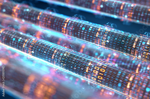 Concept image of cables and connections for data transfer in the digital world.3d rendering. photo