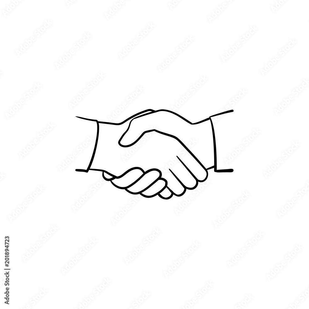 Vecteur Stock Handshake hand drawn outline doodle icon. Sketch