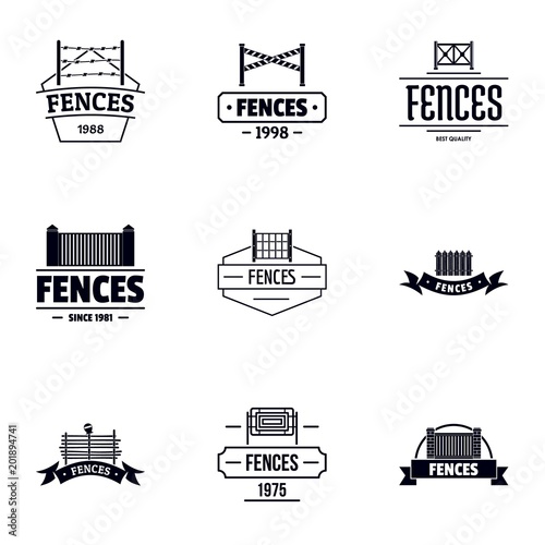Fence logo set. Simple set of 9 fence vector logo for web isolated on white background