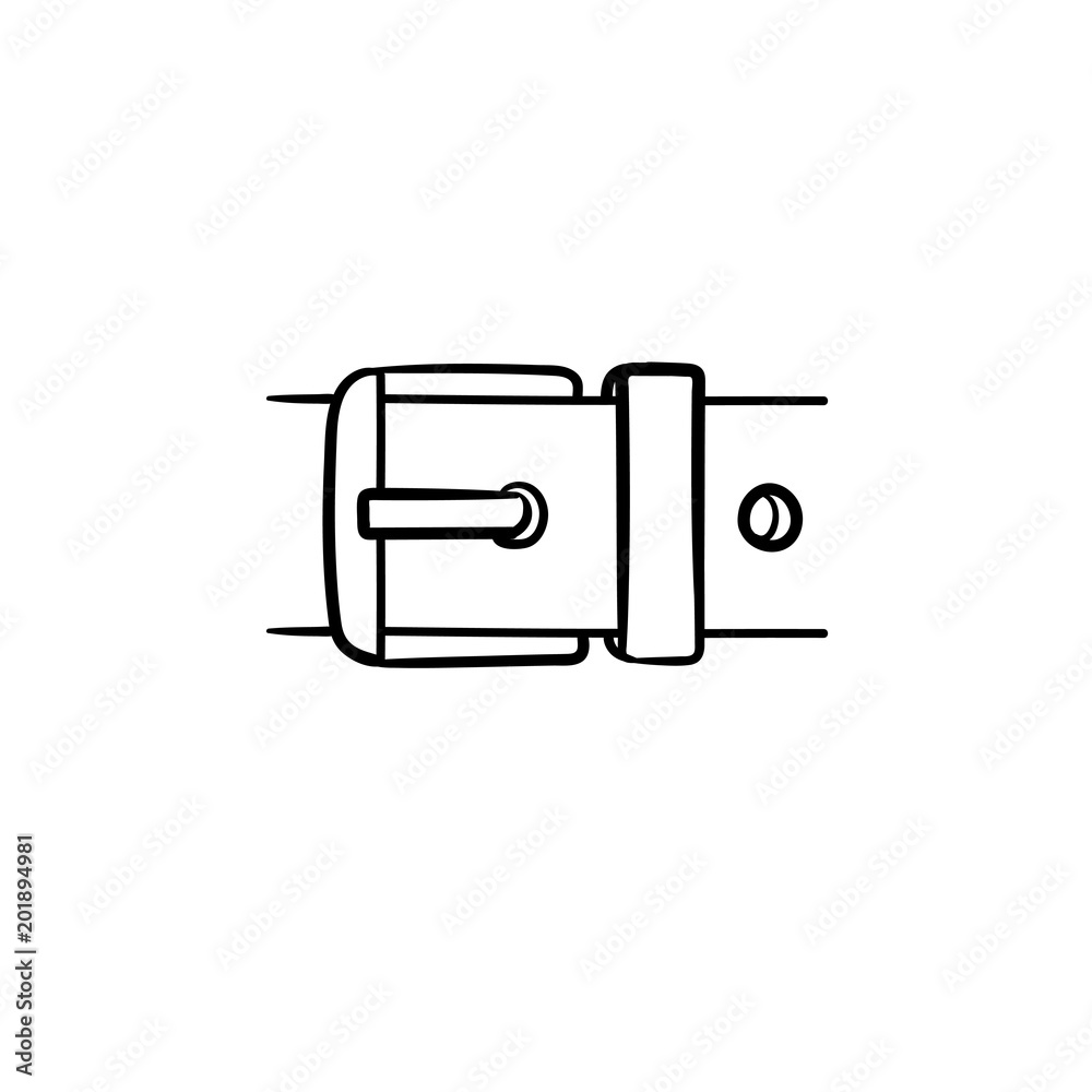 Belt buckle hand drawn outline doodle icon. Leather belt with buckle vector sketch illustration for print, web, mobile and infographics isolated on white background.