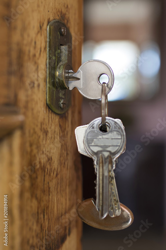 vintage door with keys in the lock