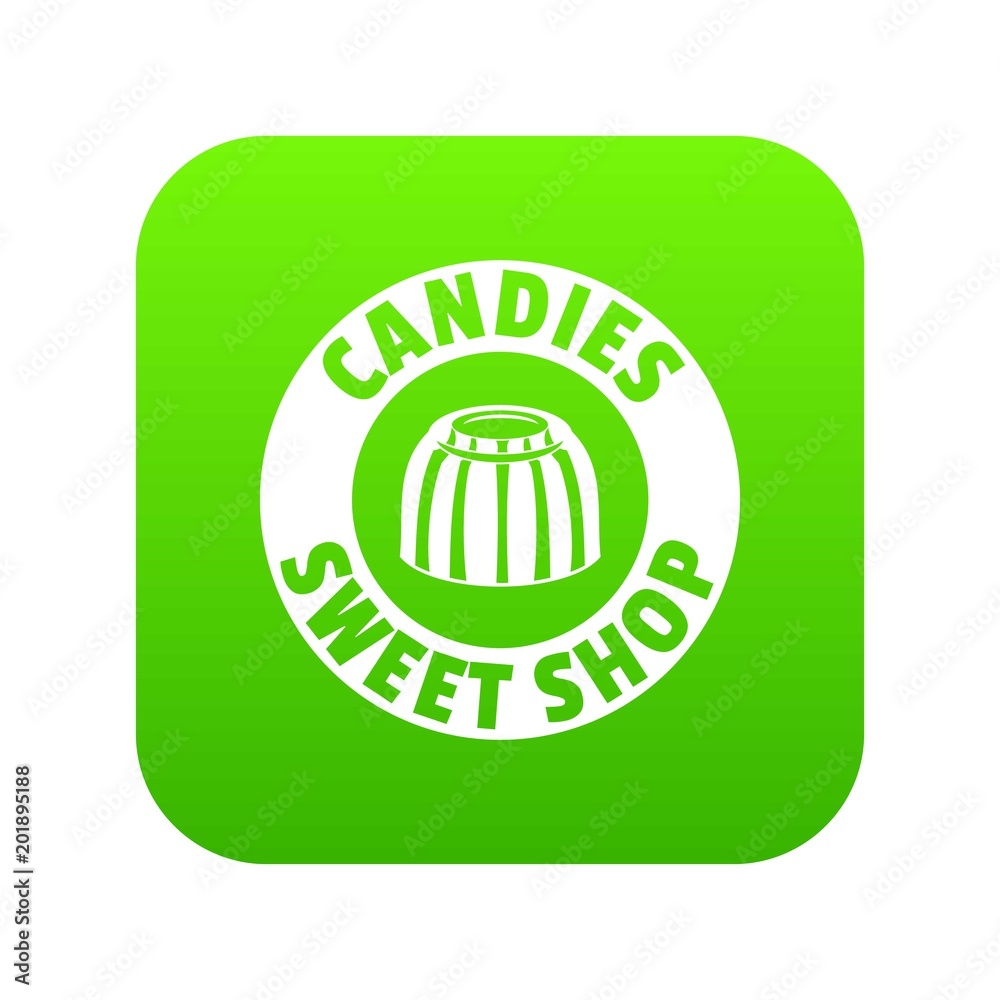 Candies sweet shop icon green vector isolated on white background Candies sweet shop icon green vector isolated on white background