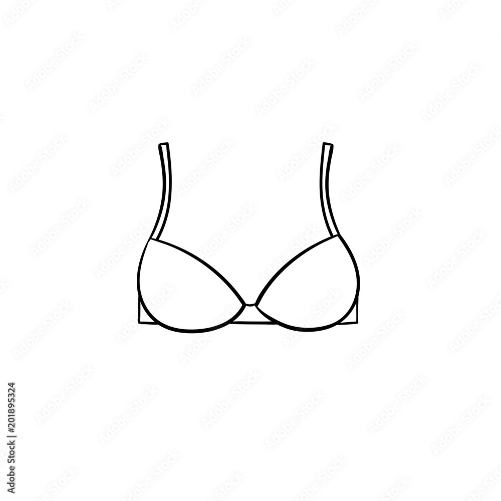 Bra hand drawn outline doodle icon. Female lingerie - bra vector sketch  illustration for print, web, mobile and infographics isolated on white  background. Stock Vector