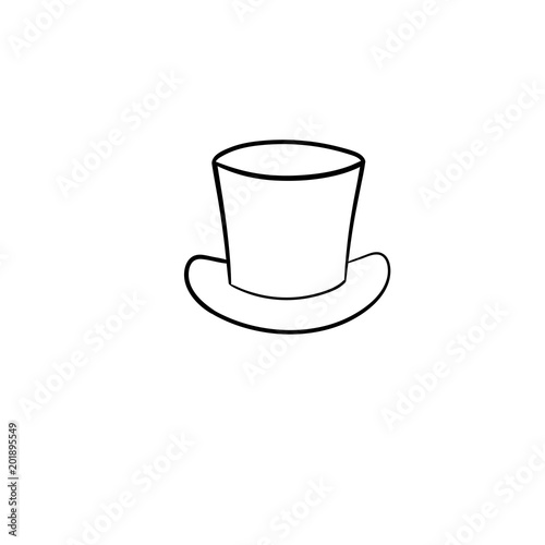 Top hat hand drawn outline doodle icon. Cylinder vector sketch illustration for print, web, mobile and infographics isolated on white background.